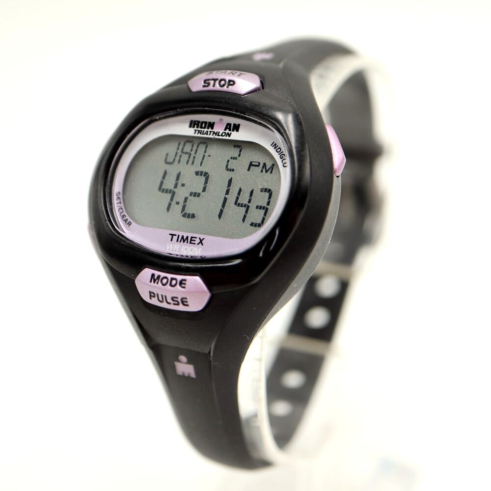 Timex Iron Man Triathlon 35mm Digital Womens Watch Sport Black w New Battery